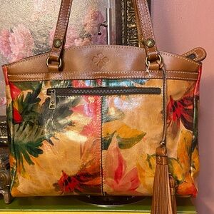 Patricia Nash Poppy Tote Bag & Cauchy Frame Wallet in Multi Floral Leather EUC